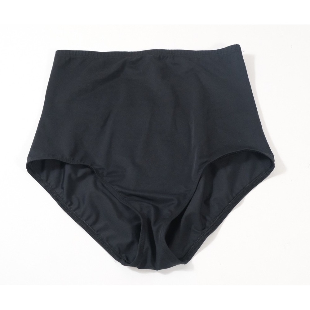 Lands' End‎ Swim Bottoms Women 14 Black High Waist Bikini Brief Full Coverage